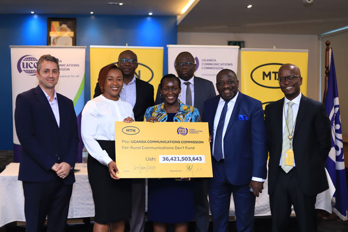  MTN Uganda hands over Shs36bn annual levy to UCC